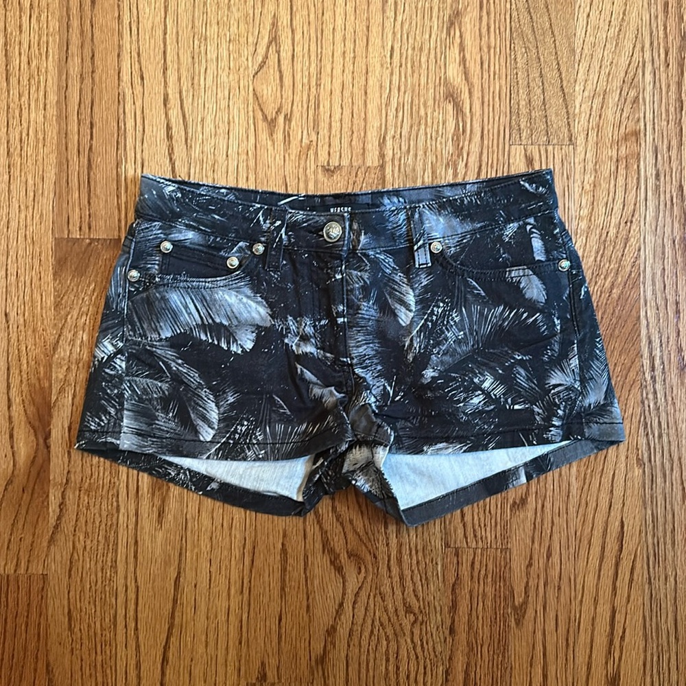 Versus Versace Black and White print Denim Shorts